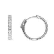 14k Yellow Gold Locking Back Small Diamond Hoop Earrings