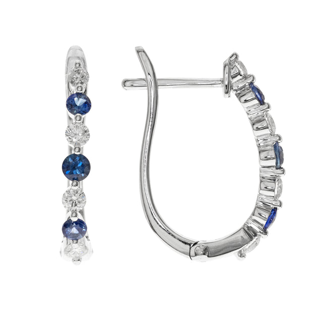 14k White Gold Sapphire and Diamond Hinge Back Earrings