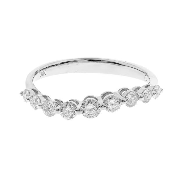 14k White Gold Diamond Wave Ring