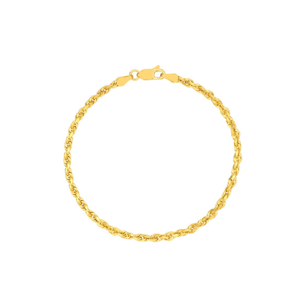 14k Yellow Gold Rope Chain Bracelet 4mm