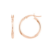 14kt Gold 2x20mm Round Tube Polished Hoops