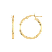 14kt Gold 2x20mm Round Tube Polished Hoops