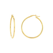 10K Gold 2x35mm Round Tube Polished Hoops