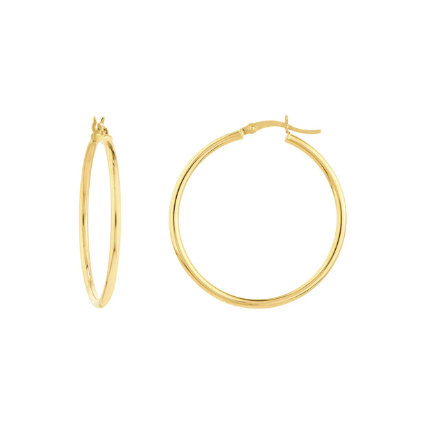 10k Gold 2x35mm Round Tube Polished Hoops