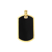 14k Yellow Gold Dog Tag with Black Enamel