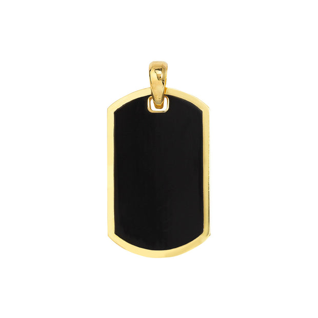 14k Yellow Gold Dog Tag with Black Enamel
