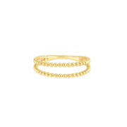 14k Yellow Gold Double Row Beaded Ring