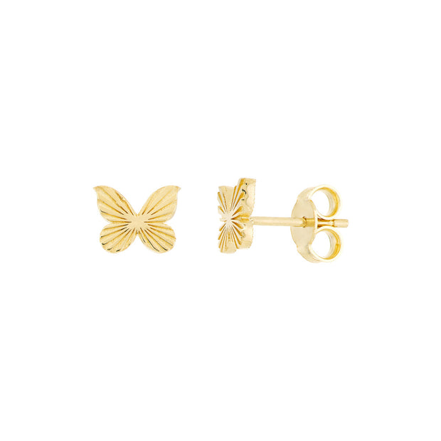 14k Yellow Gold Butterfly Stud Earrings