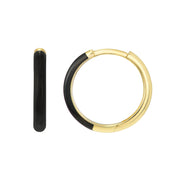 14k Yellow Gold Enamel Hoop Earrings