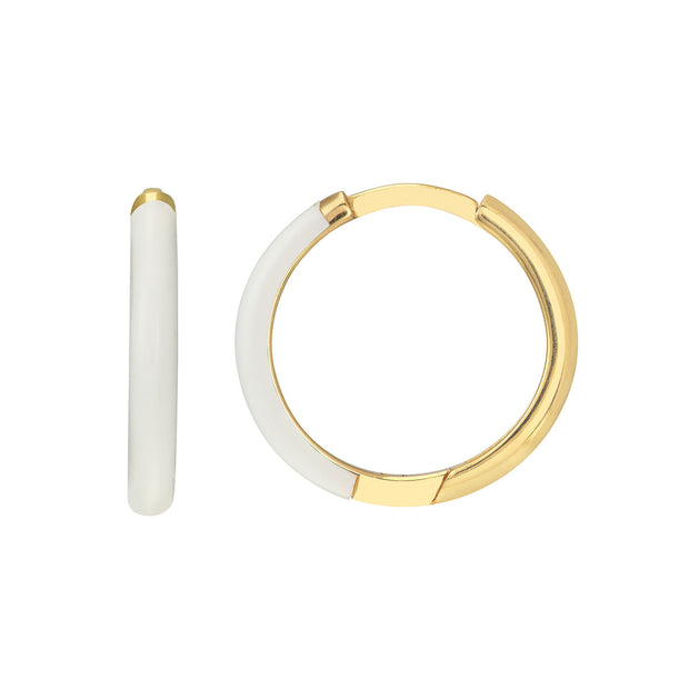 14k Yellow Gold Enamel Hoop Earrings