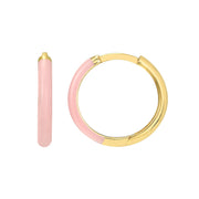 14k Yellow Gold Enamel Hoop Earrings