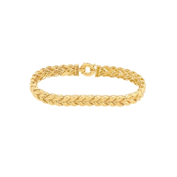 14k Yellow Gold Polished Wheat Chain Bracelet