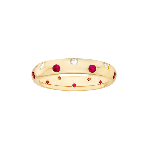 14k Yellow Gold Scattered Gemstone Ring