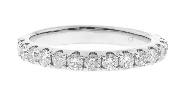 14k White Gold Half Eternity Diamond Ring, 1.05ctw