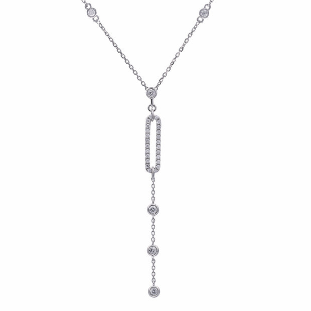 14k White Gold Diamond Lariat Necklace