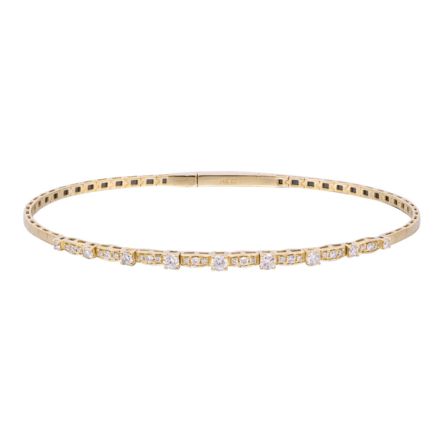 14k Yellow Gold Diamond Flex Bangle