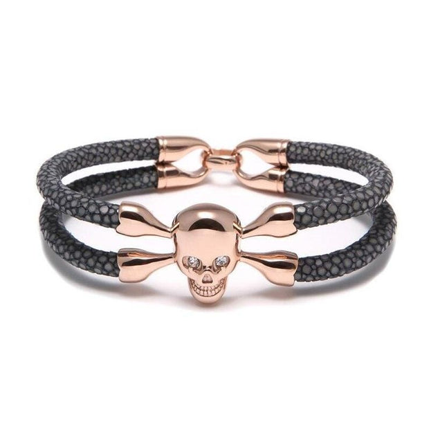 Grey Stingray Bracelet With Rose Gold Skull - DB1K00PG