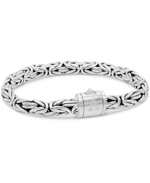 Sterling Silver Oval Borobudur Chain Bracelet - 7mm