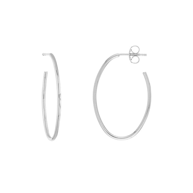 14kt Gold Small Oval Post Hoop Earrings