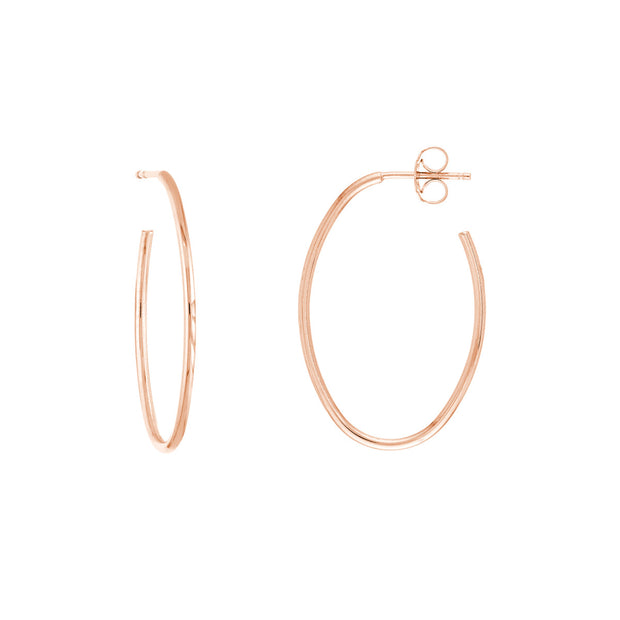 14kt Gold Small Oval Post Hoop Earrings