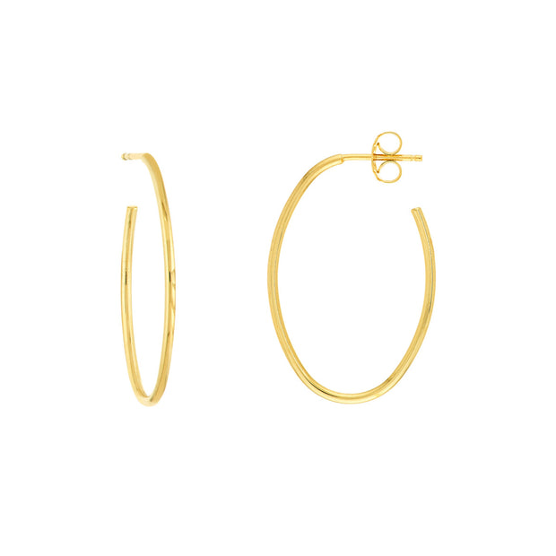 14kt Yellow Gold Small Oval Post Hoop Earrings
