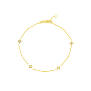 14k Gold Star Set Diamond Station Bracelet