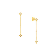 14k Gold Star Set Diamond Station Earrings