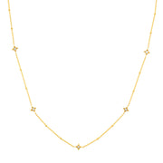 14k Gold Star Set Diamond Station Necklace