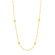 14k Gold Bezel Set Diamond Station Necklace