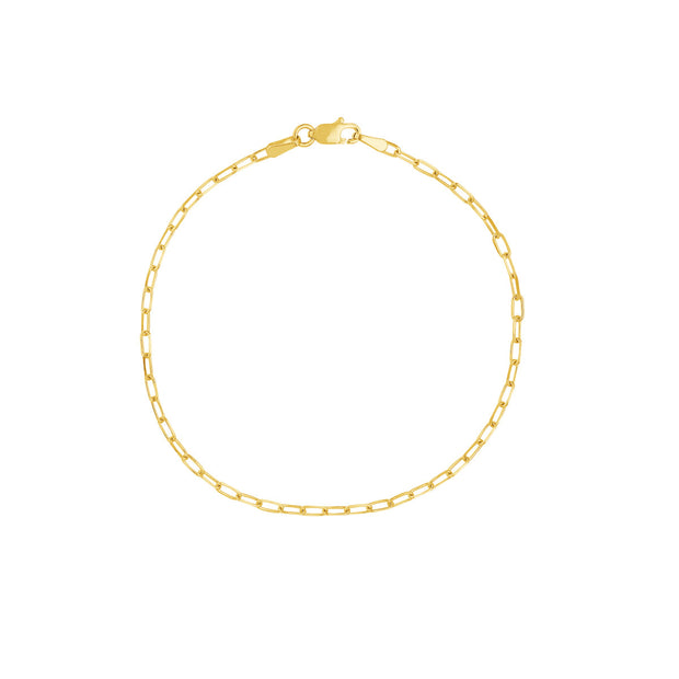 14K Gold Stackable Paperclip Chain Bracelet