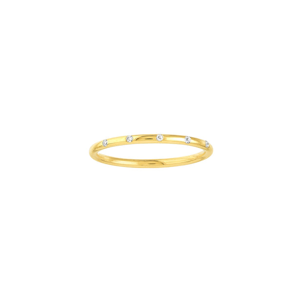 14k Gold Diamond Station Ring