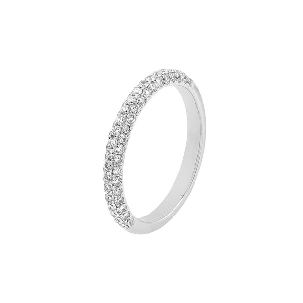 14k White Gold Pave Diamond Stackable Ring