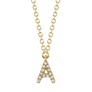 14kt Gold Diamond Initial Pendant Necklace, 0.05ct