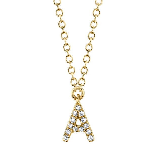 14kt Gold Diamond Initial Pendant Necklace, 0.05ct