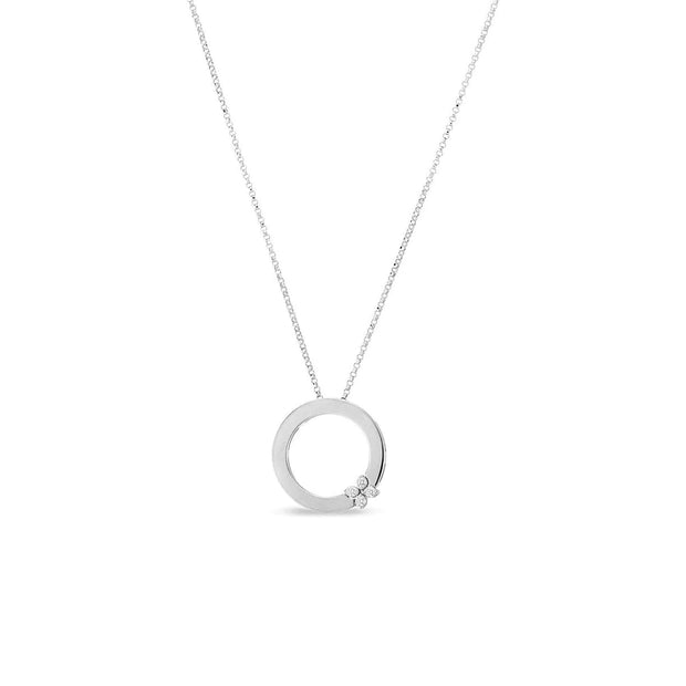 Roberto Coin 18kt Love in Verona Circle of Life Necklace with Diamond Flower - 8883002AWCHX