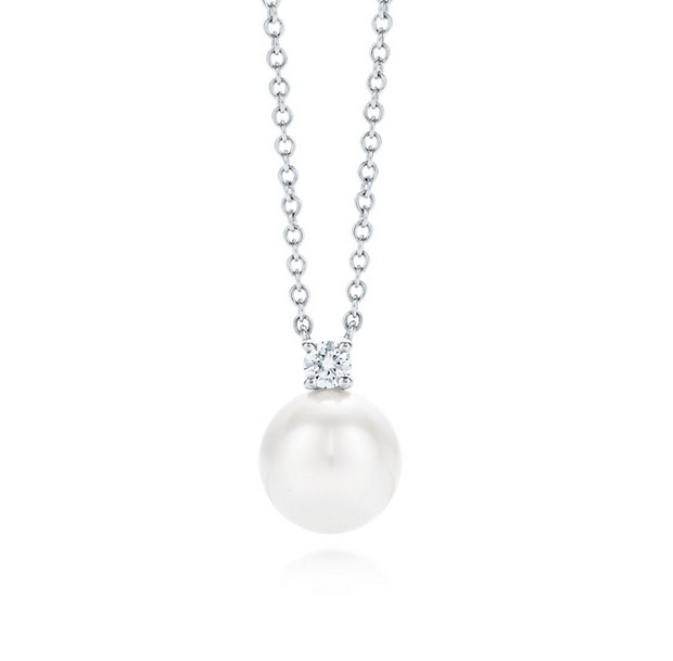 Single pearl online necklace with diamond