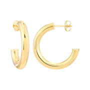14k Gold 25mm Tube Hoop Earrings