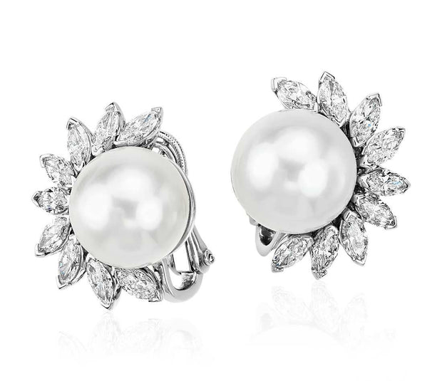 Pearl and Diamond Earrings, , Earring, D'Amore Jewelers, D'Amore Jewelers 